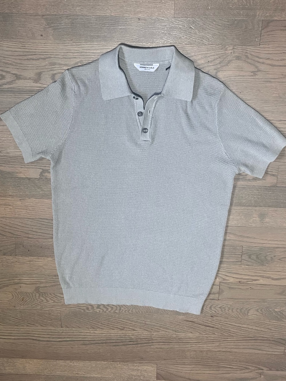Kenneth Cole New York Men's Forest Min Knit Short Sleeve Button Polo Shirt S